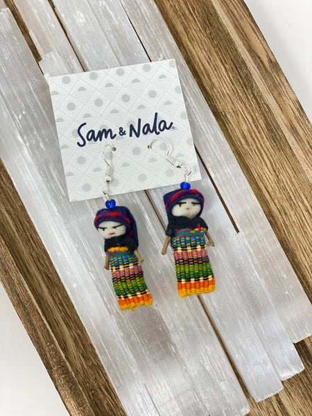 Silver Worry Doll Hoop Earrings / Large 'Don't Worry, Doll' - Hoops / Worry Dolls / Handmade Silver Earrings / Lucky selling Charm