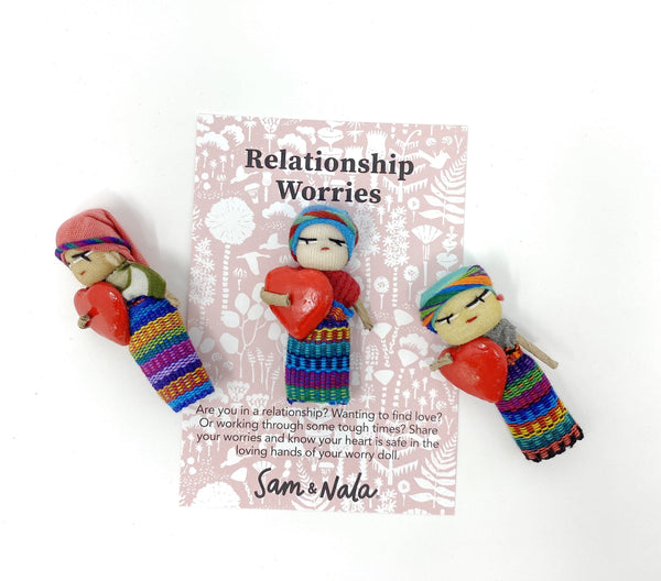 Hand-Loomed Cotton Worry Doll Heart Wreath From Guatemala - Amor